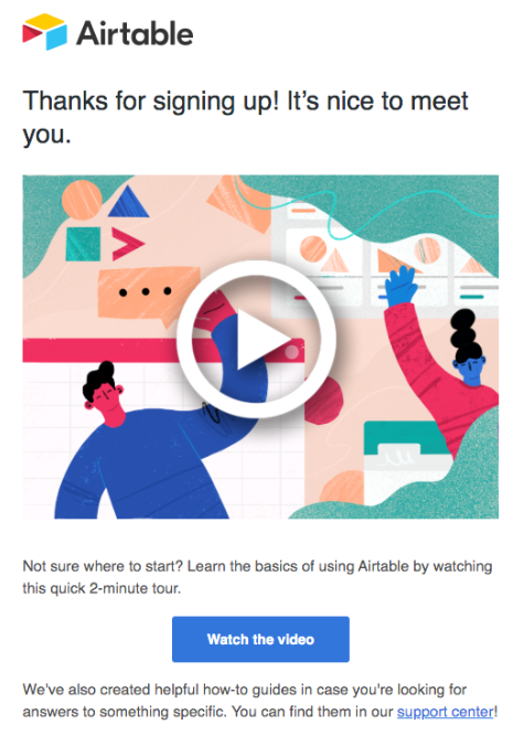 Airtable onboarding email