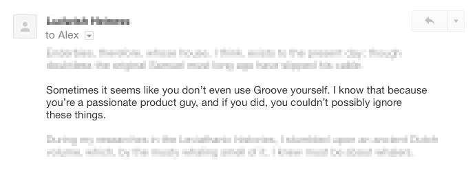 Groove Product Feedback Email