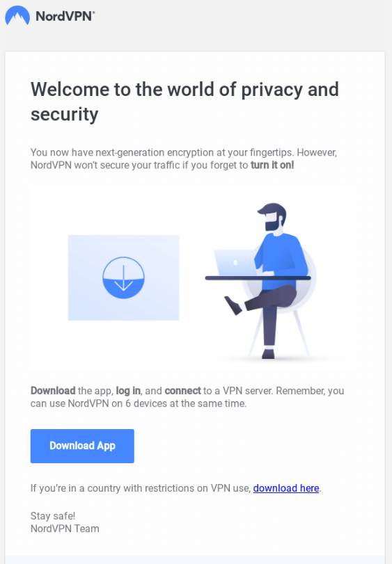 NordVPN onboarding email