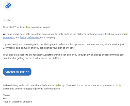 buzzsumo onboarding email