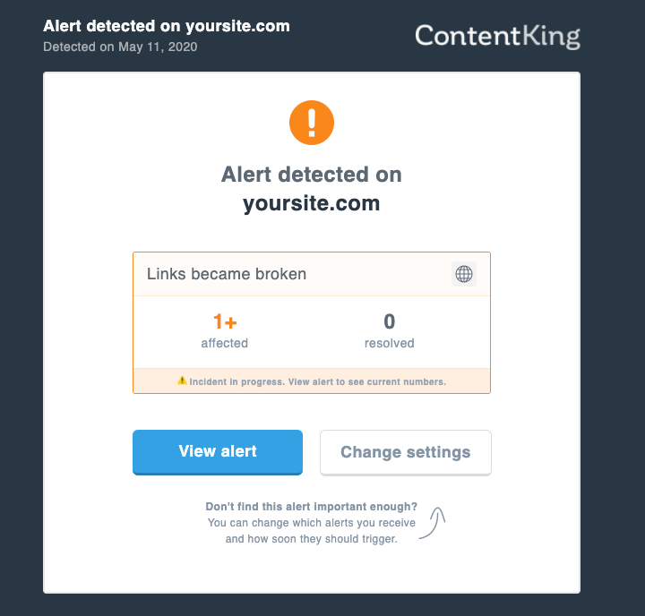 contentking email notifications
