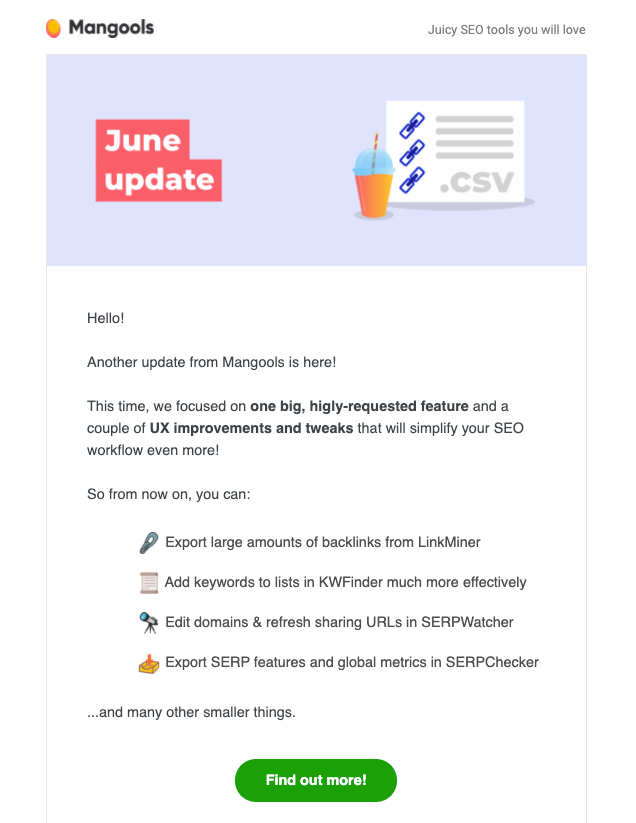 mangools monthly email
