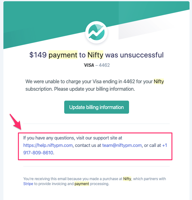 nifty dunning email example