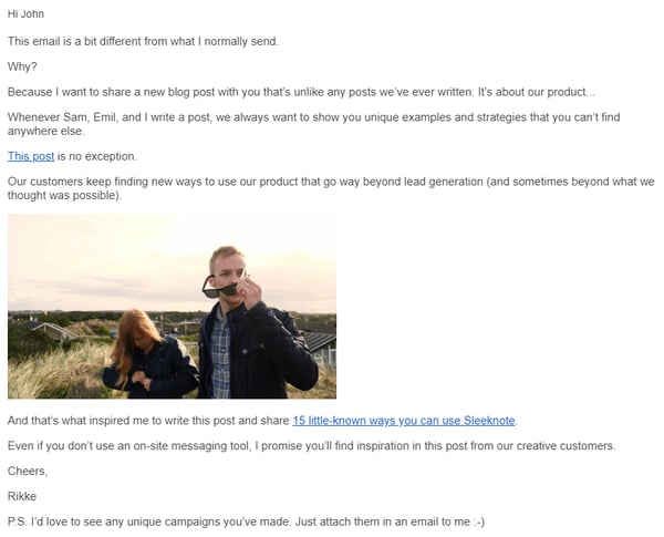 sleeknote onboarding email