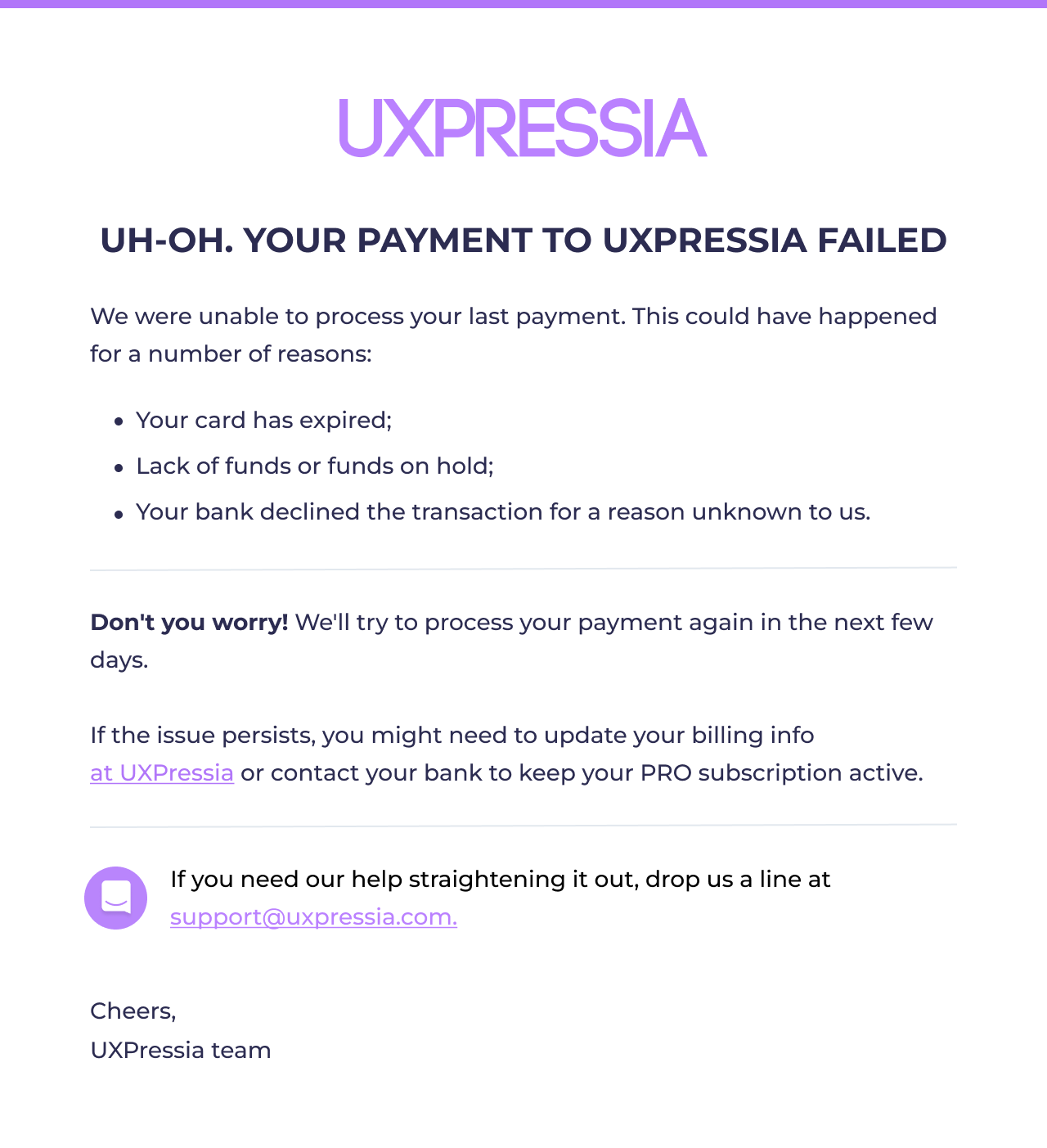 uxpressia dunning email