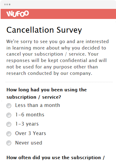 wufoo cancellation survey